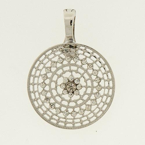 Wearable Art Silver Crystal Round Slider Enhancer Pendant