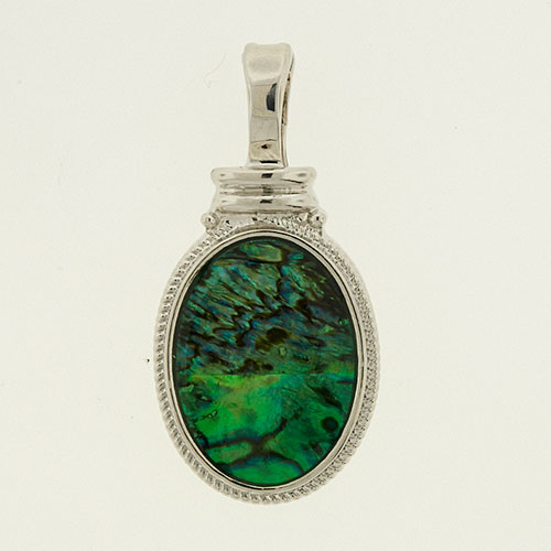 Wearable Art Silver Abalone Accent Slider Enhancer Pendant