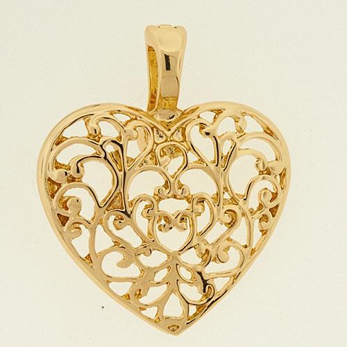 Wearable Art Gold Artisan Heart Slider Enhancer Pendant