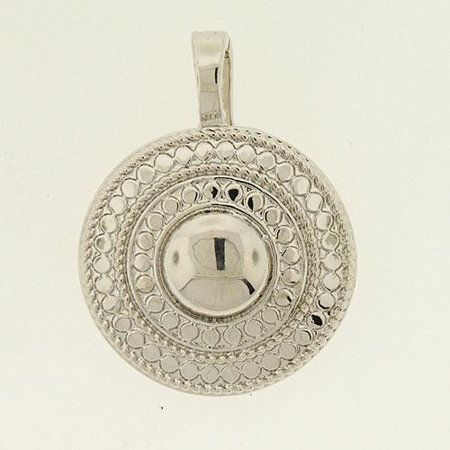 Wearable Art Rhodium Round Slider Enhancer Pendant
