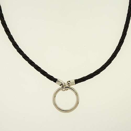 Wearable Art Black Braid With Silver Ring Necklace