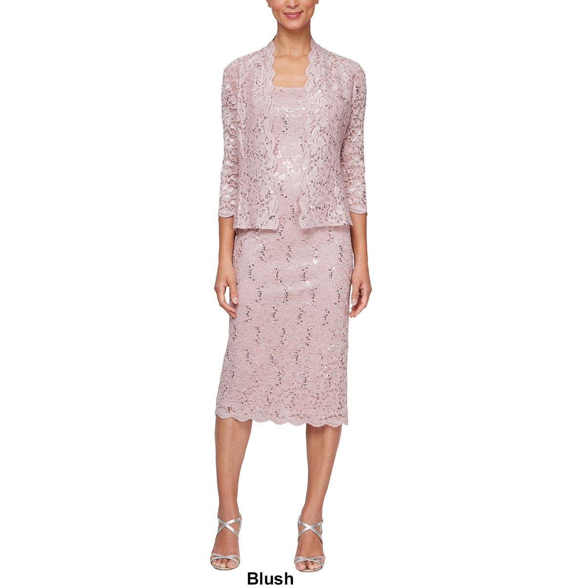 Petite SLNY 2pc. Tea Length Lace Jacket Dress