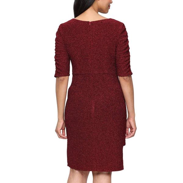 Womens SLNY Elbow Sleeve Metallic Knit Sheath Dress alternate view