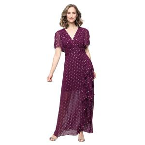 Womens SLNY Short Sleeve Foil Dot Cascade A-Line Dress
