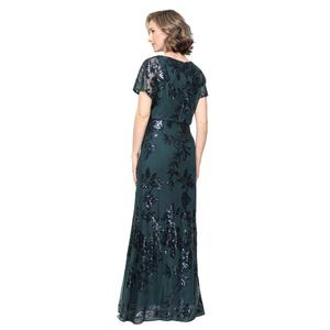 Womens SLNY Short Sheer Sleeve Floral Beaded Blouson Gown alternate view