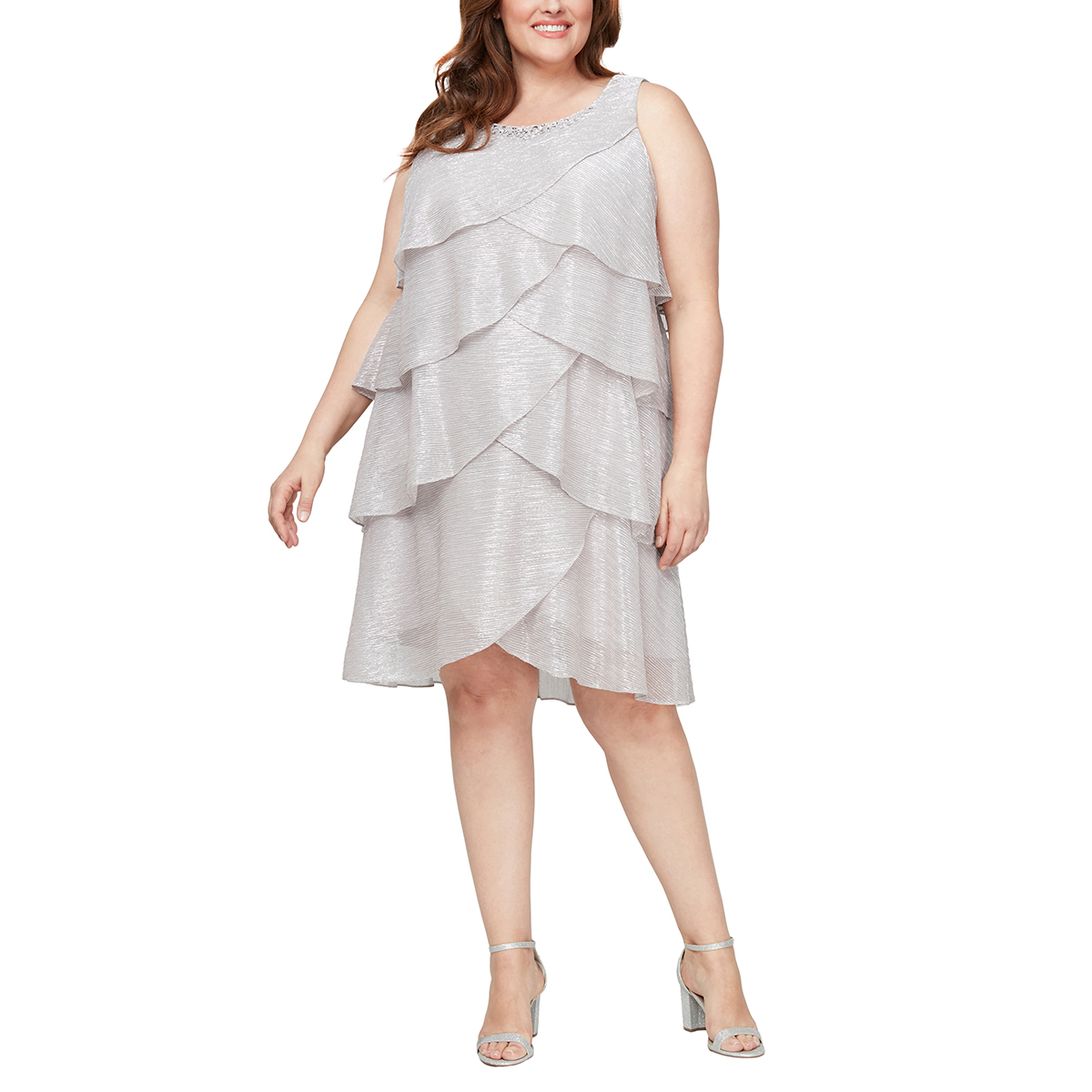 Plus Size SLNY 2pc. Shimmer Tier Jacket Dress