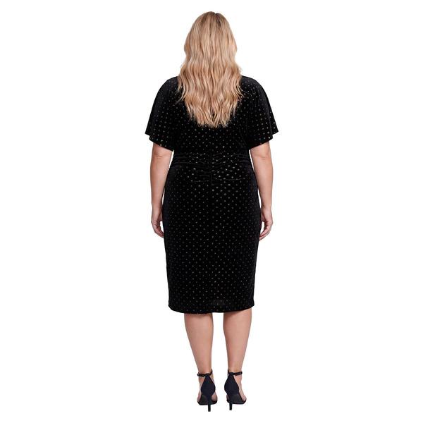 Plus Size SLNY Flutter Sleeve Velvet Dot Blouson Dress alternate view