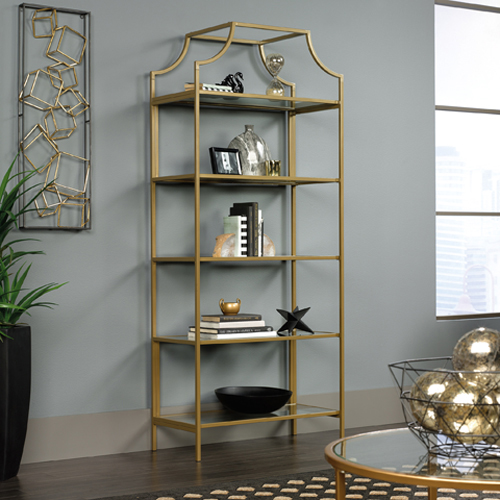 Sauder International Lux Bookcase - Satin Gold