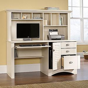 Sauder Harbor View Computer Desk With Hutch-White
