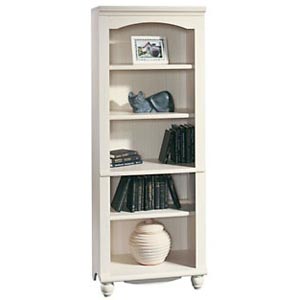 Sauder Harbor View Library Bookcase - Antiqued White