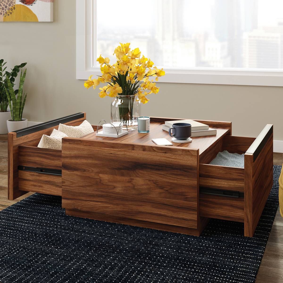 Sauder Manhattan Gate Modern Square Coffee Table