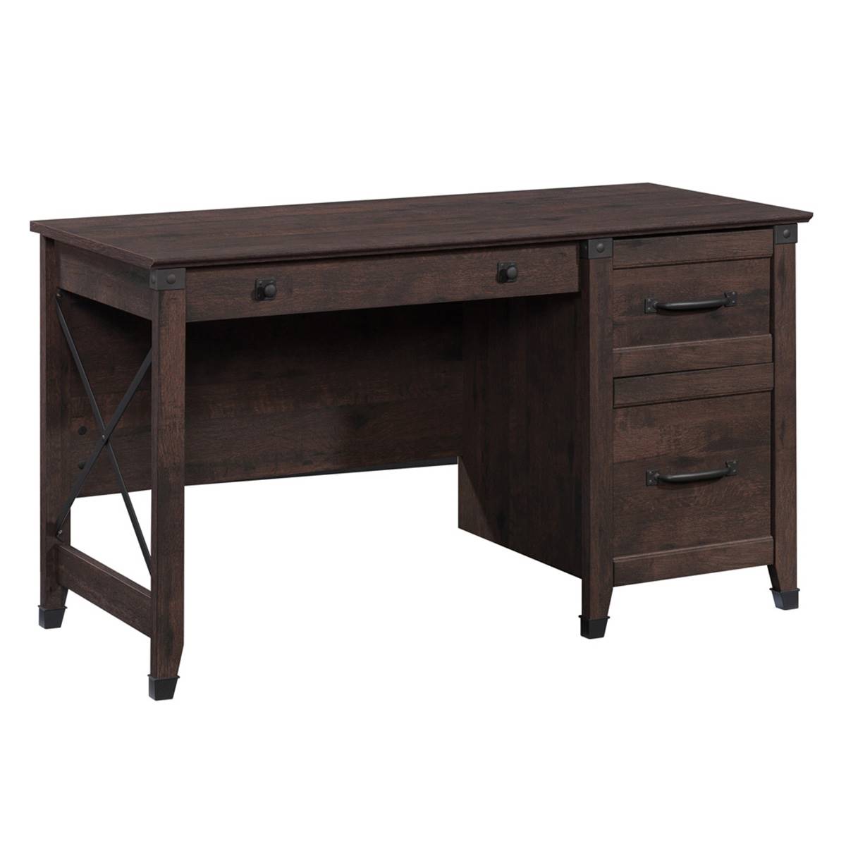 Sauder Carson Forge Single Pedestal Desk W/ Drawers