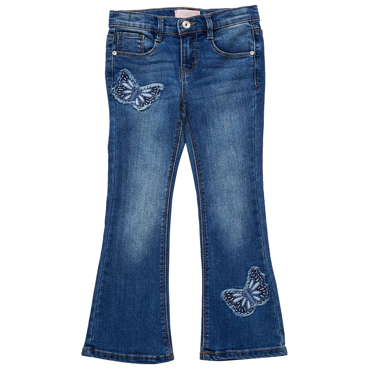 Girls (4-6x) Squeeze Flare Jeans W/ Distressed Butterfly Patches