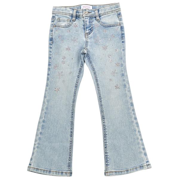 Girls (4-6x) Squeeze Flare Jeans w/ Iridescent Rhinestone Bling alternate view