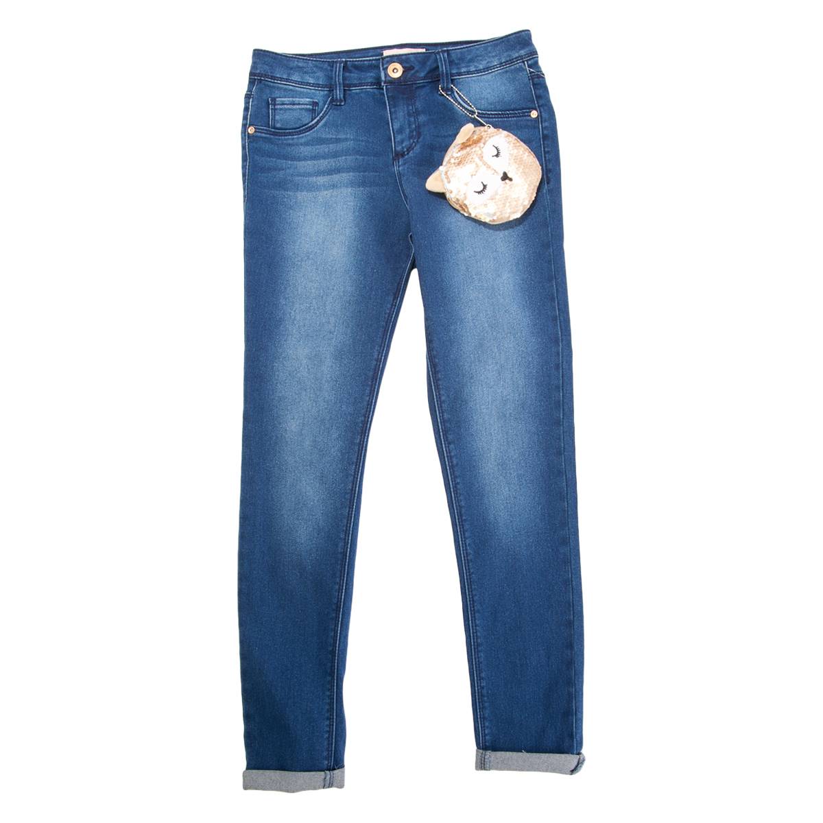 Girls (7-12) Squeeze Roll Cuff Basic Jeans