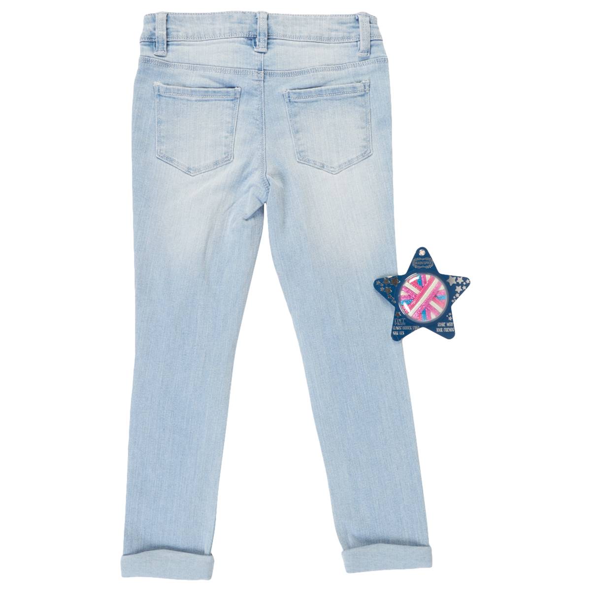 Girls (7-12) Blue Spice Destructed Roll Cuff Jeans