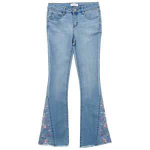 Girls (7-12) Squeeze Floral Insert Flared Jeans