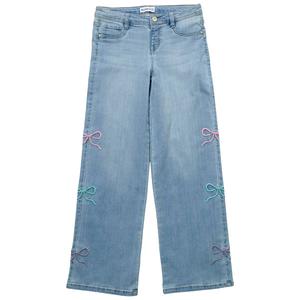 Girls (7-12) Blue Spice Wide Leg Pastel Bow Jeans alternate view