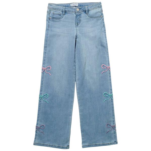 Girls (7-12) Blue Spice Wide Leg Pastel Bow Jeans alternate view