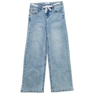 Girls (7-12) Blue Spice Wide Leg Jeans w/ Fixed Crochet Belt