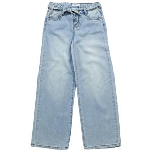 Girls (7-16) Blue Spice Drapey Denim w/ Belt Wide Leg Jeans