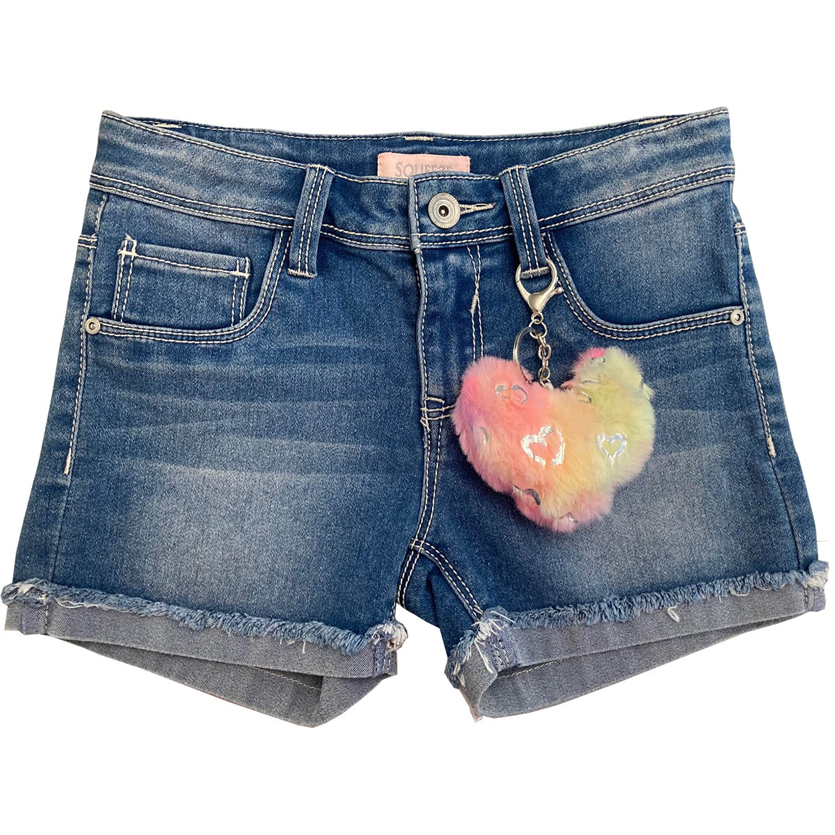 Girls (4-6x) Squeeze Denim Shorts W/Frayed Side Slits