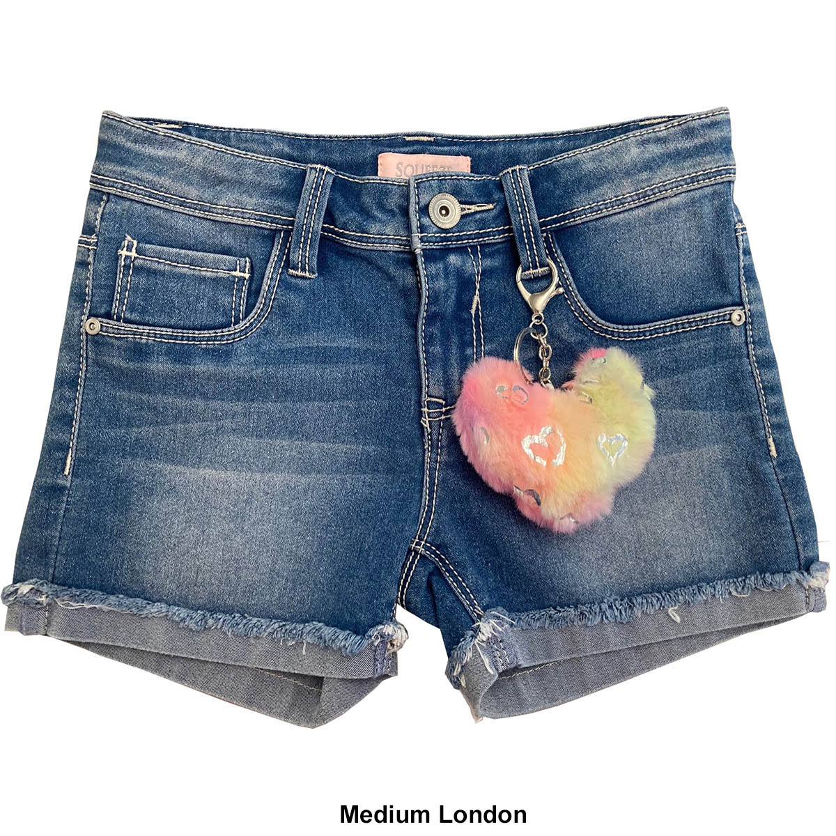 Girls (4-6x) Squeeze Denim Shorts W/Frayed Side Slits