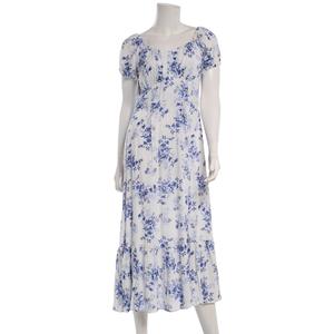 Juniors Angie Floral Puff Sleeve Gauze Peasant Maxi Dress alternate view