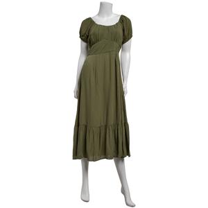 Juniors Angie Puff Sleeve Gauze Double Scoop Midi Dress alternate view