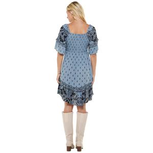 Juniors Angie Ruffle Elbow Sleeve V-Neck Mix Print High Low Dress alternate view