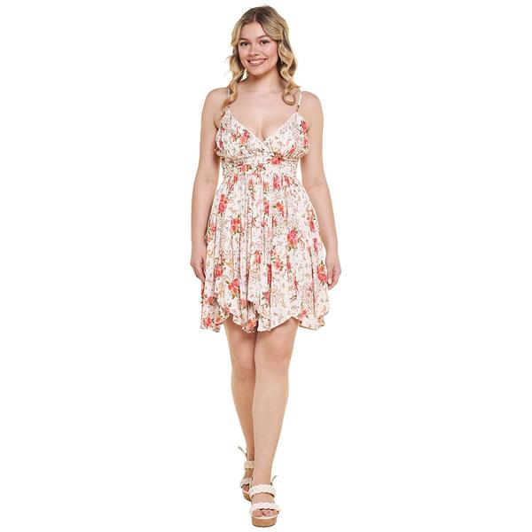 Juniors Angie Smock Waist Crochet Trim Hanky Hem Sundress alternate view