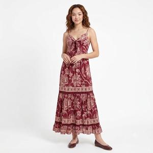 Juniors Angie Floral Gauze Twist Front Tier Maxi Slip Dress