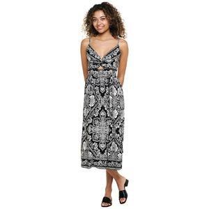 Juniors Angie Twist Front Keyhole Scarf Print Midi Dress alternate view
