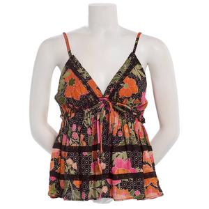 Juniors Angie Floral Crochet Insert Babydoll Tank Top