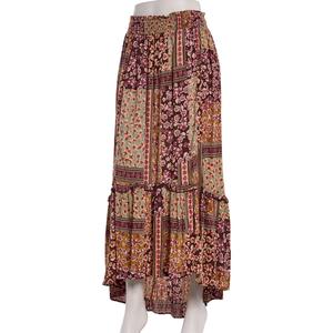 Juniors Angie Patchwork Gauze Smock Waist Maxi Skirt