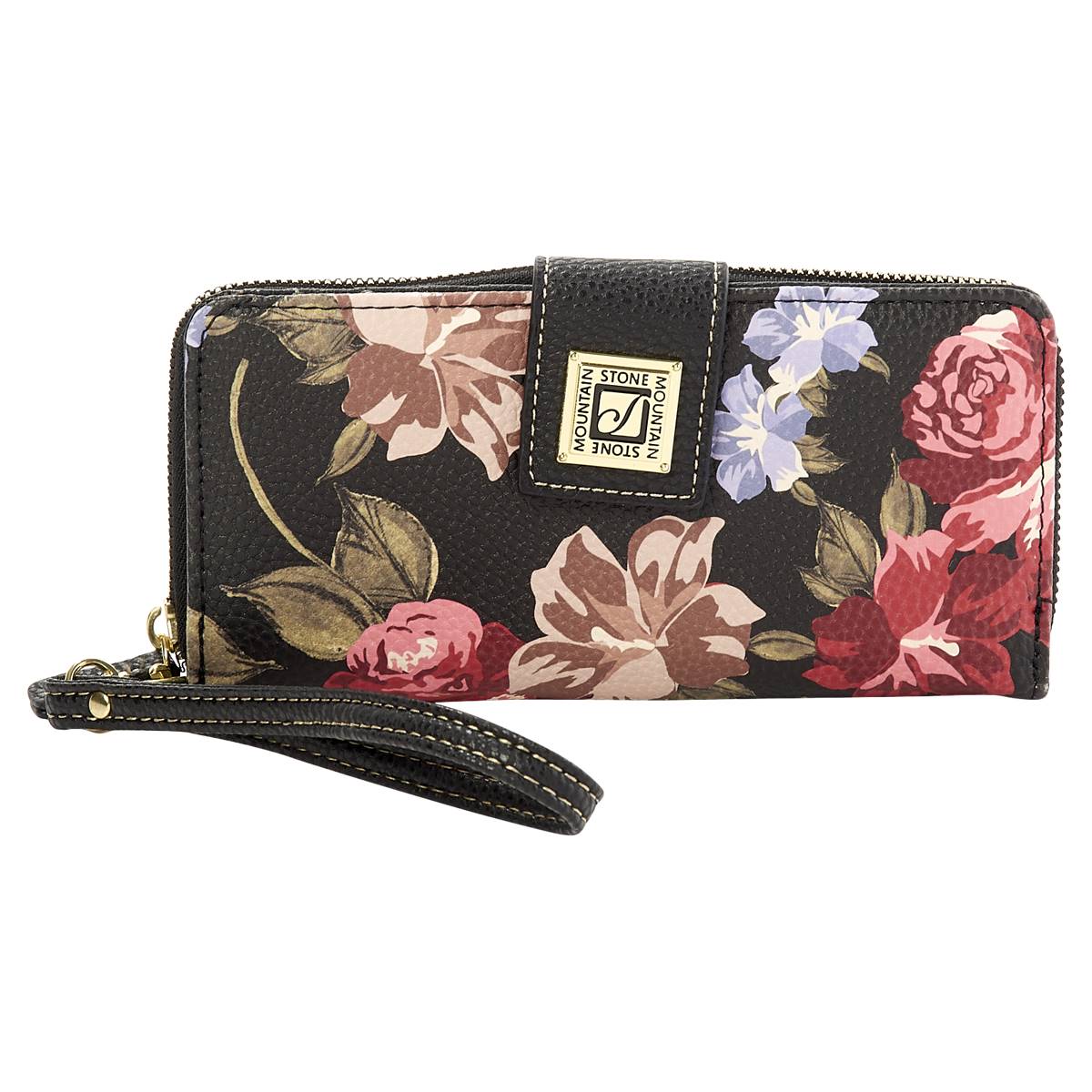 Stone Mountain Rose Bloom Large Zip Around Wristlet