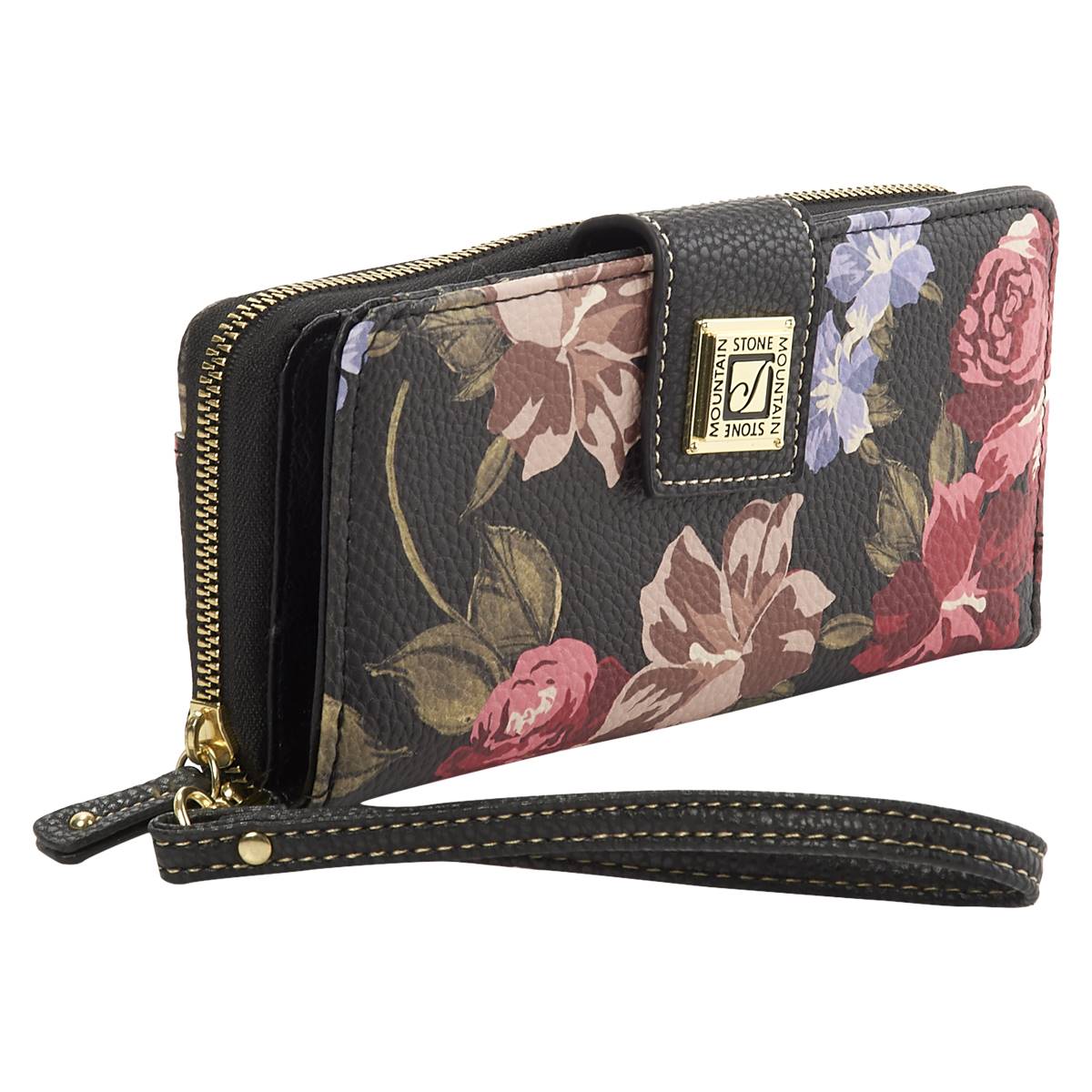 Stone Mountain Rose Bloom Large Zip Around Wristlet