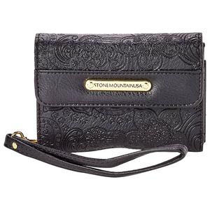 Womens Stone Mountain Paisley & Solid Embossed Trifold Wallet