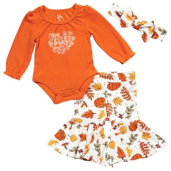 Baby Girl (3-9M) Baby Essentials 3pc. Fall Baby Bodysuit Set