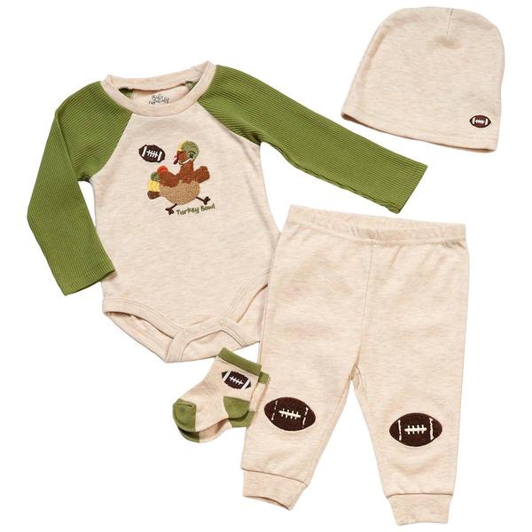 Baby Boy (3-9M) Baby Essentials 4pc. Turkey Bowl Bodysuit Set