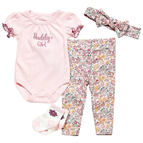 Baby Girl (3-9M) Baby Essentials 4pc. Daddy's Girl Bodysuit Set