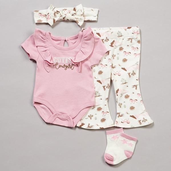 Baby Girl (NB-9M) Baby Essentials 4pc Cutest Cowgirl Bodysuit Set