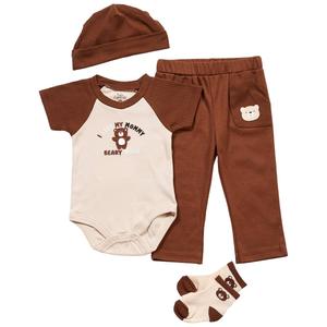 Baby Girl (3-9M) Baby Essentials 4pc. Beary Much Bodysuit Set