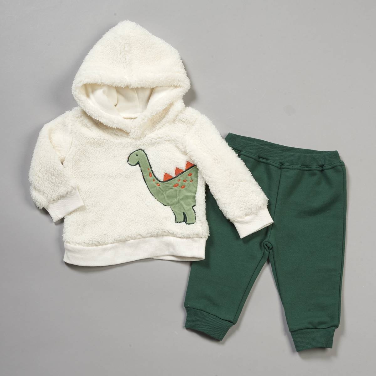 Baby Boy (3-9M) Baby Essentials(R) Fur Dino Hoodie & Leggings Set