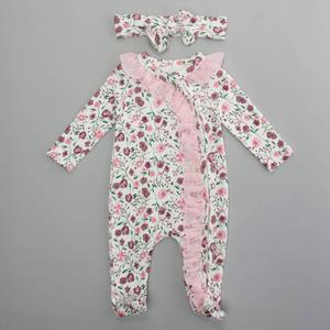 Baby Girl (NB-9M) Baby Essentials(R) Floral Zip Footie Pajamas