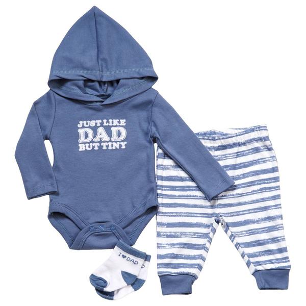 Baby Boy (3-9M) Baby Essentials 3pc. Like Dad Hooded Layette Set