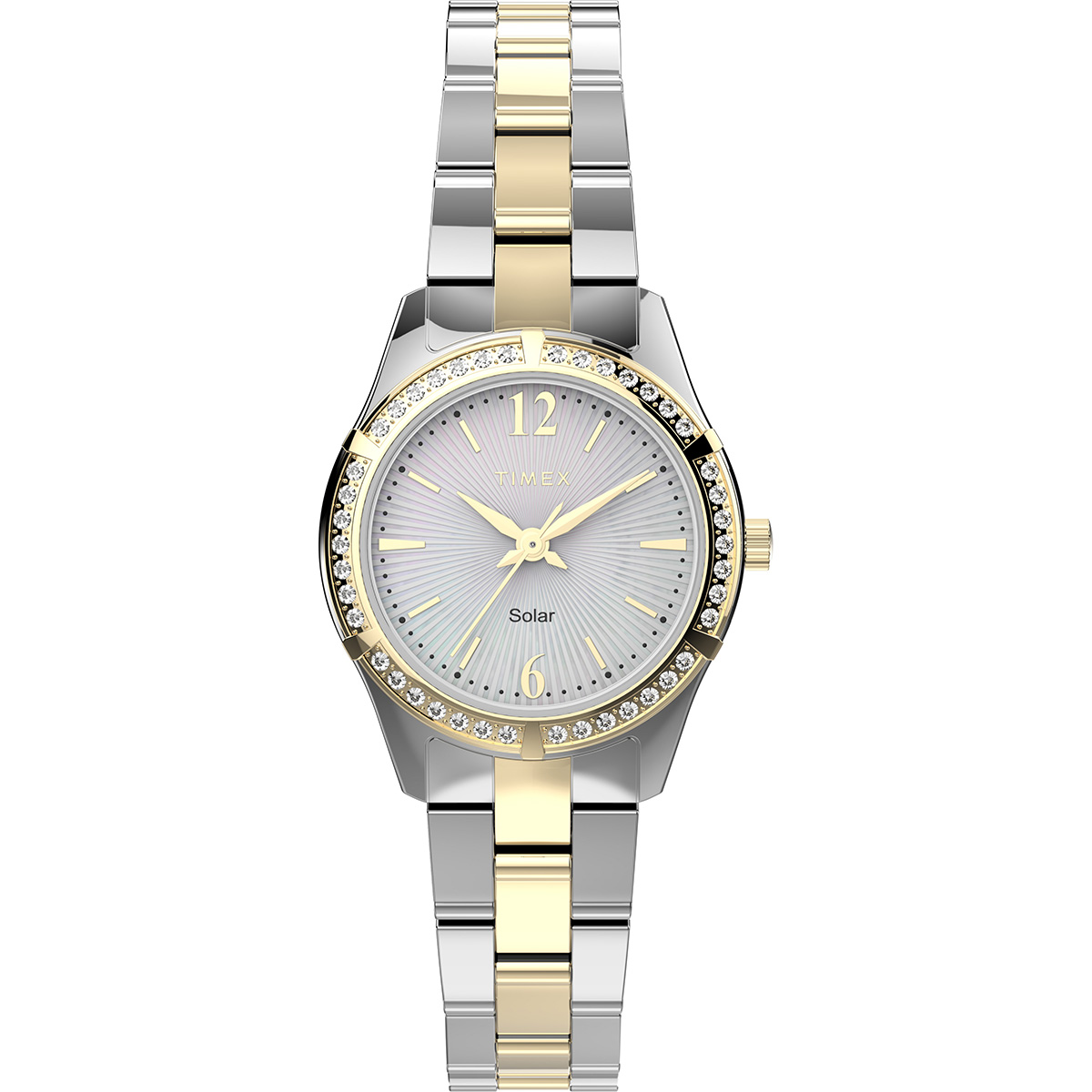 Womens Timex(R) Solar Two-Tone Crystal Bracelet Watch-TW2V39500JI