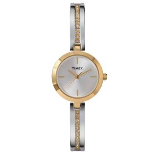 Womens Timex(R) Two-Tone Crystal Semi Bangle Watch - TW2W96200JT