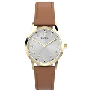 Womens Timex(R) Silver Dial Watch w/ Leather Strap - TW2Y72700JT