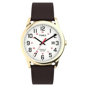 Mens Timex(R) Easy Reader(R) White Dial Leather Watch - TW2Y12700JT